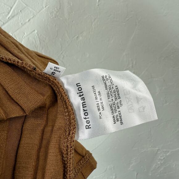 Reformation Brown Ribbed Mini Dress - Picture 7 of 7